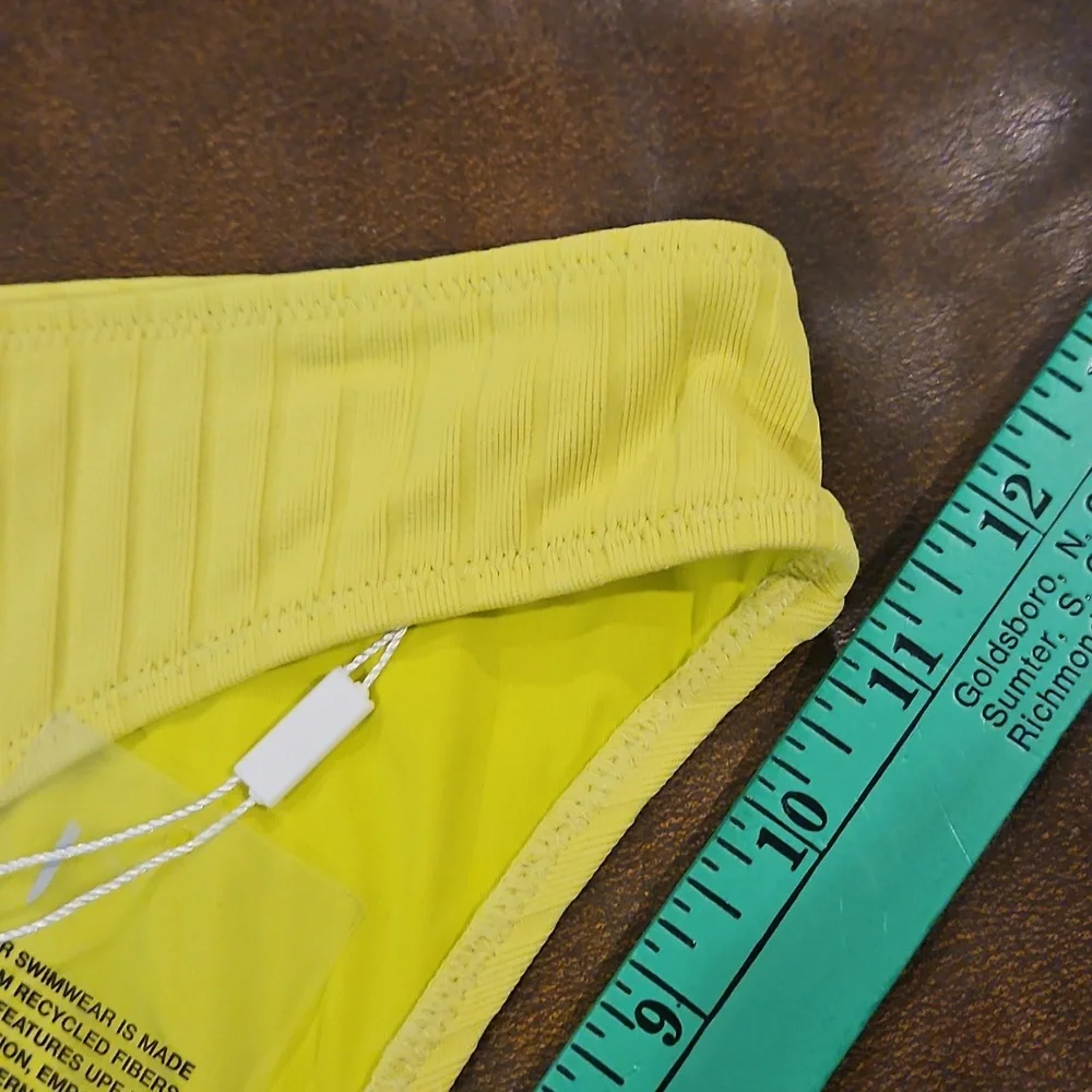 SOLID‎ & STRIPED The Elle Ribbed Bikini Bottom: Chartreuse: Size- X-Large